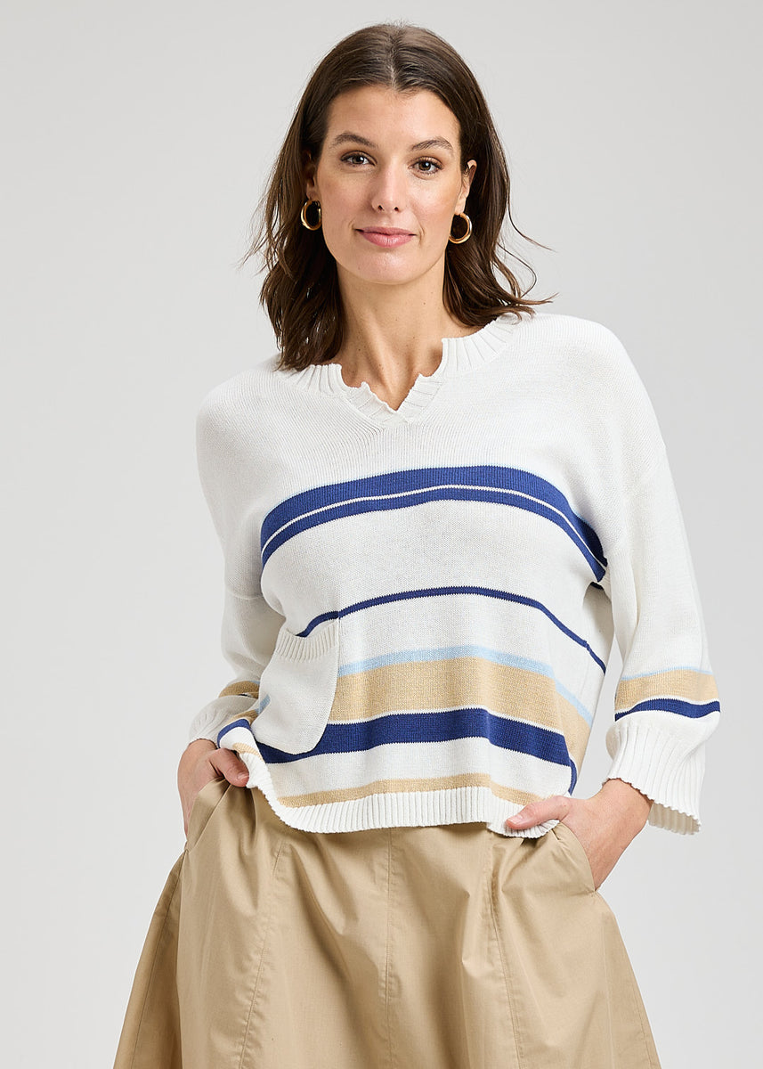 トップス l'appartementCROPPED KNIT With line Crop Stripe Sweater – docksquareclothiers