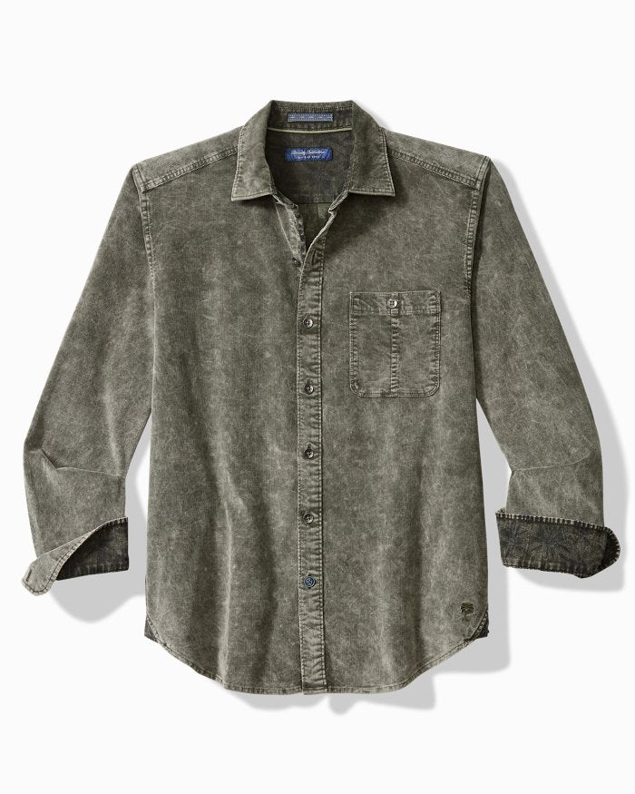 【GRAY】Washed corduroy shirt Coastline Cord Stretch Sun Fade Shirt – docksquareclothiers