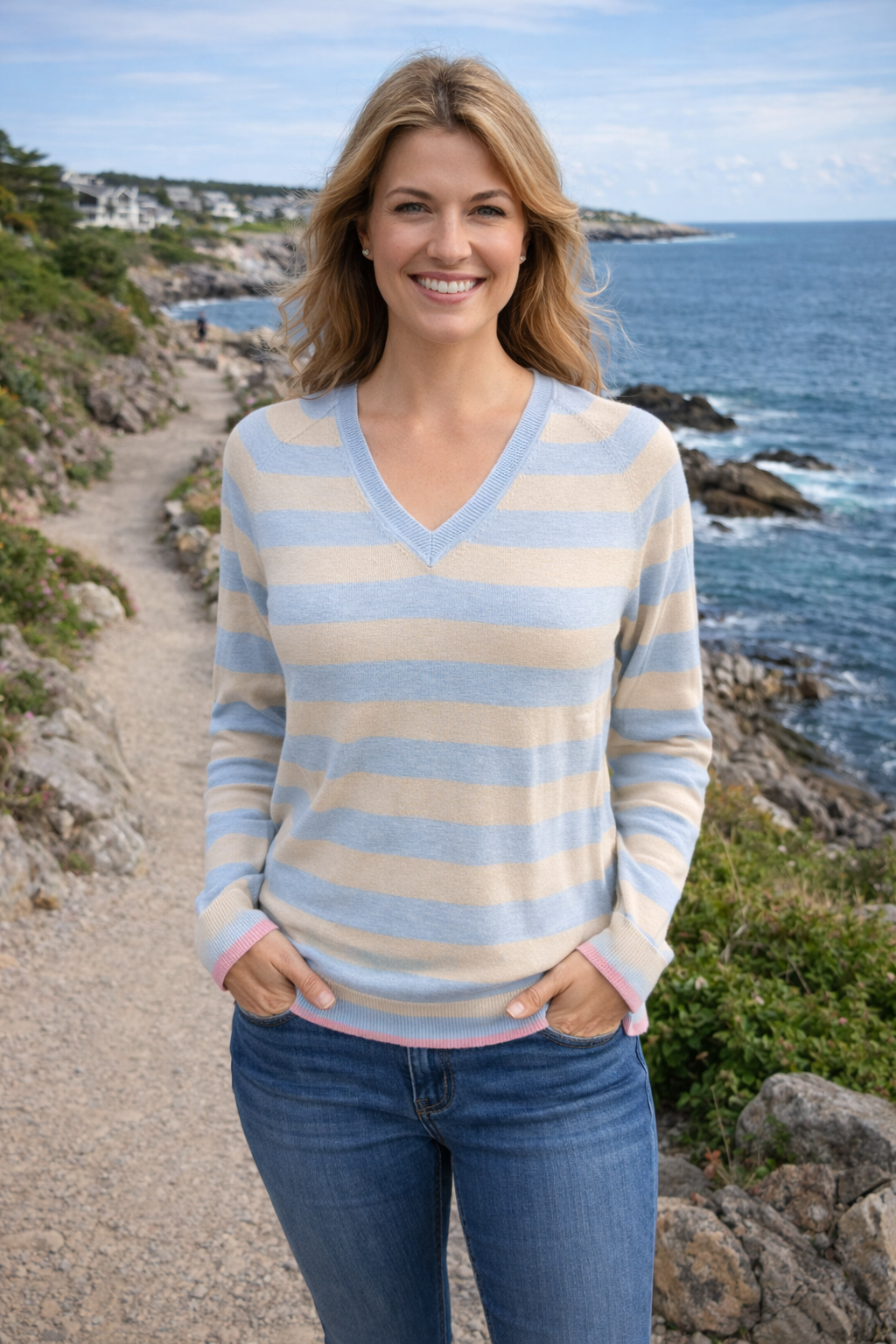 Broad Stripe V-Neck Sweater – docksquareclothiers Broad Stripe V-Neck Sweater – docksquareclothiers