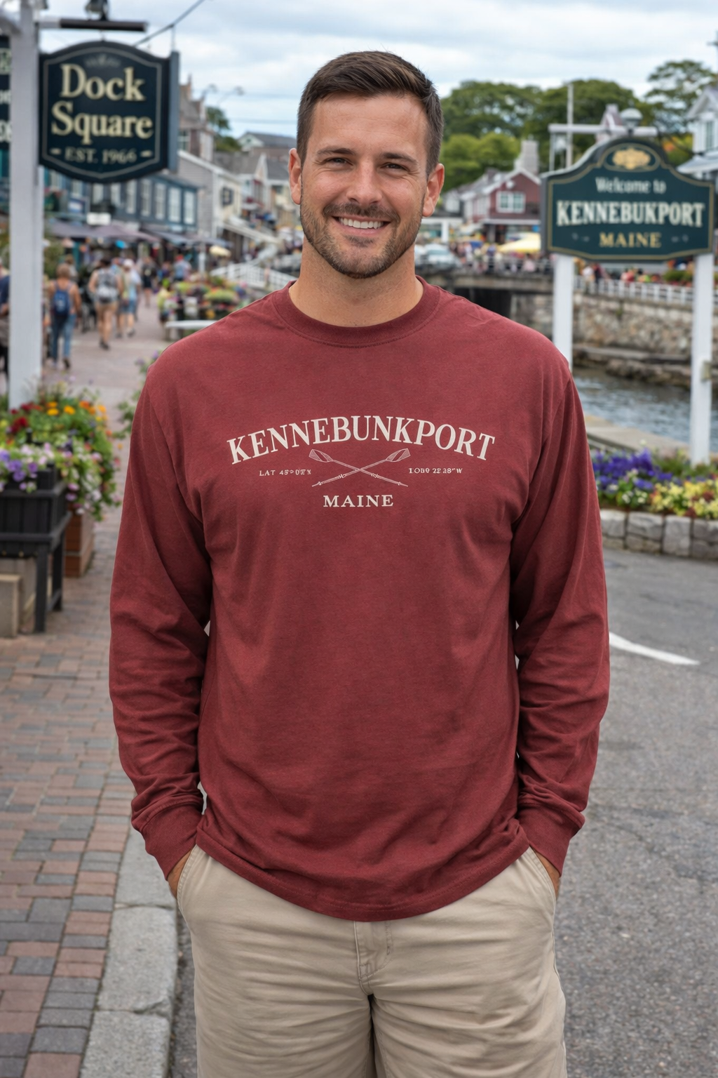 Kennebunkport Crossed Oars Coordinates Long Sleeve Tee