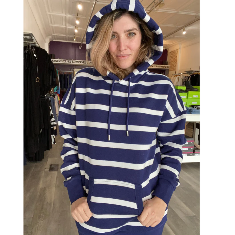 Striped pullover hoodie sales